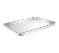 Teglia da Forno in Acciaio inossidabile, Vassoi Rettangolari in Acciaio Inox Teglia Vassoio Rettangolare per Pane, Biscotti, Pizza e Torte, Teglia Antiaderente Sano e Durevole, 31 x 24 x 2.5 cm