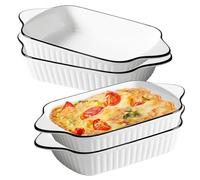 Teglia da forno in ceramica, 26,5 cm, set da 4 pezzi, piccole pirofile, stampi rettangolari per lasagna, 1 l, con manici per friggitrice ad aria calda, forno, microonde