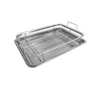 Teglia da forno in rame, padella for friggere in olio, cestello for patatine fritte antiaderente in acciaio inossidabile, teglia da forno, griglia a maglie quadrate, scolapasta(Stainless steel rect)