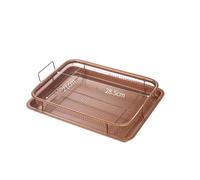 Teglia da forno in rame, teglia for friggere l'olio, in acciaio inox antiaderente, cestino for patatine fritte, griglia a maglie quadrate, scolapasta for(BB)