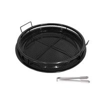 Teglia da forno in rame, teglia for friggere l'olio, in acciaio inox antiaderente, cestino for patatine fritte, griglia a maglie quadrate, scolapasta for(Black round)