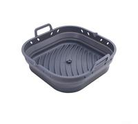 Teglia da forno in silicone di alta qualità per friggitrice ad aria, comodo beccuccio per olio e design pieghevole, 23 x 22 x 6 cm, adatta a vari modelli (pieghevole quadrato grigio)