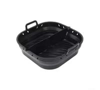 Teglia da forno in silicone di alta qualità per friggitrice ad aria, comodo beccuccio per olio e design pieghevole, 23 x 22 x 6 cm, adatta a vari modelli (pieghevole quadrata nera)