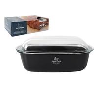 Teglia da forno in vetro borosilicato con manici - elegante nero | ad alta resistenza termica - non trattiene i sapori | per arrostire carne, verdure, lasagne, stufati, dessert (rettangolare - 4,5 L)