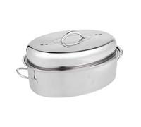 Teglia da forno ovale in acciaio inox per pesce, 40,6 cm, con coperchio, per cottura a vapore per verdure, pane di mais, frutti di mare