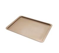 Teglia da forno rettangolare antiaderente 14,5 pollici, teglia in acciaio al carbonio, for biscotti, pizza, arrosto, muffin, pane(Gold)
