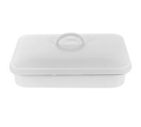 Teglia da Forno Smaltata Bianca 30x20 CM Coperchio, Antiaderente, Versatile | Facile da Pulire, Resistente al Calore, 4 Punti di Appoggio, per Cene in Famiglia e Dessert