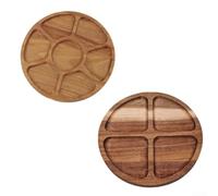Teglia da portata in legno con scomparti, set da 2 pezzi rotondi, design | Per frutta e noci per una robusta struttura in legno, per feste, Natale e uso quotidiano