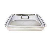 TEGLIA FORNO RETTANGOLARE ACCIAIO INOX STEEL PAN + COPERCHIO VARIE MISURE