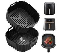 Teglia Friggitrice ad Aria per Russell Hobbs 4L/4.3L& per Philips 2000 4.2L | 2 Pezzi Teglia in Silicone per Philips Airfryer 2000 Series 4.2L, Riutilizzabile Teglia Cestello Silicone (27160-56,27610-56)