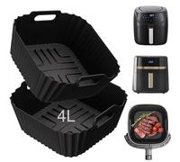 Teglia Friggitrice ad Aria per Russell Hobbs Air Fryer 4l/4.3L, 2 Pezzi Teglia in Silicone Contenitore Riutilizzabile Teglia Cestello Silicone Accessori per SatisFry Air Fryer 27160-56/27610-56
