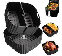 Teglia Friggitrice ad Aria per Russell Hobbs Air Fryer XXL 8L/8.3L, 3 Pezzi Teglia in Silicone Contenitore Riutilizzabile Teglia Cestello Silicone Accessori per SatisFry Air Fryer 27170-56/27632-56