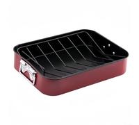 Teglia grande per tacchino in acciaio inox da 40,6 x 30,5 cm, con rivestimento e griglia a forma di V per cottura in forno, lasagne