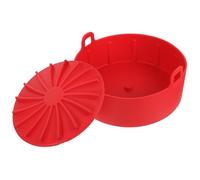 Teglia in Silicone Rossa 16cm per Friggitrice ad Aria | Due Manici, Lavabile e Pratica, per Forno e Verdure, Funzionale in Cucina