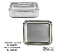 TEGLIA LASAGNERA QUADRATA CM 32X32 IN ACCIAIO INOX ANTIGRAFFIO ANTIADERENTE