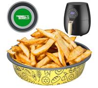 Teglia Mini Teglie per friggitrice ad aria, airfryer, Alluminio antiaderente Riutilizzabili, antiaderenti belle comode capienti anche per piccole porzioni (Crema, Conica 22 Cm)