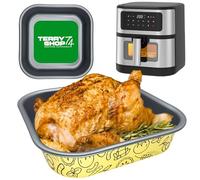 Teglia Mini Teglie per friggitrice ad aria, airfryer, Alluminio antiaderente Riutilizzabili, antiaderenti belle comode capienti anche per piccole porzioni(Crema, Quadrata 20x20 cm)