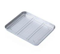 Teglia multifunzione con griglia in acciaio inossidabile Vassoio for spolverata for barbecue for accessori da cucina all'aperto campeggio per Forno, Freezer e Frigorifero