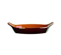 Teglia Ovale, pirofila in Terracotta Smaltata 25xh6 cm - lt 0,7 peso 0,7 kg No Piombo no Cadmio linea Terra Colore marrone marrone