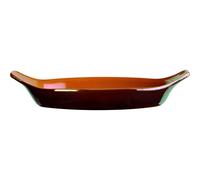 Teglia Ovale, pirofila in Terracotta Smaltata 35xh8,6 cm - lt 2,0 peso 1,7 kg No Piombo no Cadmio linea Terra Colore marrone marrone