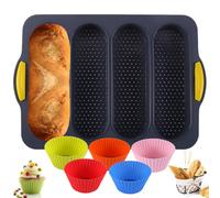 Teglia per baguette in silicone antiaderente, stampo flessibile e facile da pulire per pane fatto in casa, adatta al microonde per preparare