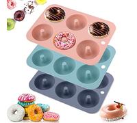 Teglia per ciambelle, antiaderente in gel di silice a 6 cavità, vassoio per stampi senza BPA, facile da pulire, lavabile in lavastoviglie, adatto al microonde, 3 pezzi