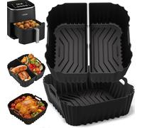 Teglia per Friggitrice ad Aria per Philips 2000 Serie 6.2L NA230/00, 3 Pezzi Quadrata Silicone Contenitori Air Fryer Accessori per Cecotec 6L Cestello Riutilizzabile Tappetino Stampi in Silicone