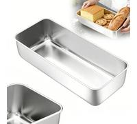 Teglia per pane in acciaio inox, 33 cm, forma grande, stampo rettangolare per pane e pane