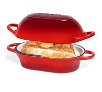 Teglia per pane in ghisa smaltata con coperchio per pane a lievito naturale per cuocere il pane grande pane ovale pesante forno olandese con manico Qt blu lavabile in lavastoviglie NUOVVA