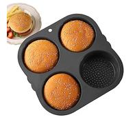 Teglia per panini per hamburger, stampo per panini in silicone a 4 cavità, teglia rotonda da 4 pollici, per pane antiaderente per cucina