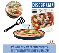 TEGLIA PER PIZZA CON PALETTA E SPUGNETTA RIVESTIMENTO ANTIADERENTE TORTIERA CASA