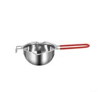 Teglia per sciogliere a bagnomaria da 480 ml, in acciaio inox, per sciogliere il cioccolato, con manico per candele, set fai da te per la casa (manico rosso)
