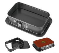 Teglia per torta a molla, in acciaio al carbonio, rettangolare, resistente al calore, antiaderente, con fondo rimovibile, per cheesecake e mousse