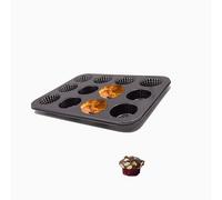 Teglia perforata per 6 rotoli, con rivestimento antiaderente, per hamburger, pane, panini, soffi, tortine (12 teglie per cupcake)
