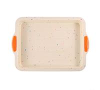 Teglia quadrata in silicone per torta, 28 x 20 cm, 7,6 cm, deliziosa per brownies e dessert, con pratica antiaderente (beige)