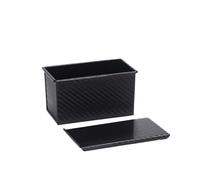 Teglia rettangolare for plumcake con coperchio, teglia antiaderente for cuocere il pane, scatola for toast in acciaio ondulato stampo(Black L)