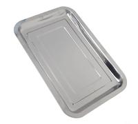 Teglia rettangolare in acciaio inox resistente per tostapane, con bordo arrotolato, resistente alla ruggine, per panini e verdure, argento (32 x 22 x 2 cm)