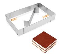 Teglia Rettangolare per Dolci con Divisore, Cornice da Forno Alta 5 cm, Stampo per Torte, Torte a Strati, Decorazioni (Regolabile da 27-53 x 18,5-33 cm)