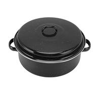 Teglia Rotonda con Coperchio, Teglia con Griglia Pentola Per Barbecue Nera Teglia Per Arrosti con Coperchio Teglia Antiaderente con Coperchio E Ripiano Per Patate Dolci Arrosto, Castagne(28cm)