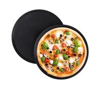 Relaxdays Teglia per Pizza, Set da 2, Rotonda, Forata, Antiaderente, per Crostate, Acciaio al Carbonio, ∅ 32 cm, Grigio