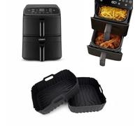 Teglia Silicone Friggitrice Ad Aria 2 Pezzi Per Cosori Turbo Tower Compact 8,6L Double Stack, Riutilizzabile Teglie Stampi In Silicone Accessori Friggitrice Ad Aria Per COSORI CAF-DC861-AEU