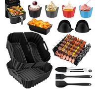 Teglia Silicone Friggitrice ad Aria per Philips 2000 Serie 6.2L, Air Fryer Accessorie Set per Philips 6.2L NA230, Riutilizzabile Contenitori per Friggitrice ad Aria con Griglia, teglia Dolci/Pane ecc