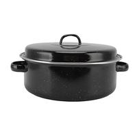 Teglia smaltata con coperchio, teglia per tacchino, tegliaovale coperta (28 cm)