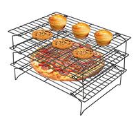 Teglie Da Forno Con Griglia, Set Di 3 Griglie Di Raffreddamento Pieghevoli E Impilabili In Acciaio Inox 34 X 34,5 X 19,5 Cm Facile Rimozione Della Pasta Superficie Di Raffreddamento Ultra Grande
