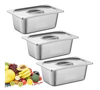 Teglie Da Forno In Acciaio,3 Pezzi 17.6 * 10.8cm Teglia Forno Rettangolare Con Coperchio,Teglia In Acciaio Inossidabile,Teglia Da Forno In Acciaio Inox Per Piatti,Cotoletta,Pesce,Torte,Cibo