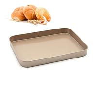 Teglie da Forno Rettangolari, Biscotto per Forno Pizza Antiaderenti, Placca da Forno en Acciaio Carbonio, Oro - 24.5x18.5x2.5CM