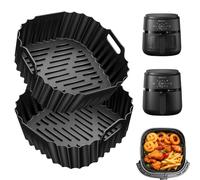 Teglie per Friggitrice ad Aria Piccola per Philips Airfryer Serie 2000 4,2L / 6,2L, 2 Pezzi Riutilizzabili Teglia in Silicone Contenitore Accessori Senza BPA, Lavabile in Lavastoviglie (NA229/NA230）