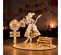 Teglu Regalo per il 18° compleanno per ragazze, in legno, con catena luminosa a LED da 3 m e nastro rosa da 2 m, decorazione in legno fai da te da montare, confezione regalo per ragazze e donne