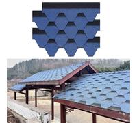 Tegole bituminose blu con strato adesivo termofusibile, per pendenze in cemento, pergolati, terrazze, case, camere da letto, ripari per cani, balconi, ristrutturazione tetti(42pcs)