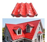 Tegole metalliche in asfalto, pannelli isolanti per soffitti ad alta resistenza, pannelli per coperture ondulate in alluminio al 99%, tegole per esterni, magazzini(Red 76.5x30cm,10pcs)